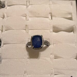 Sapphire on Hematite Women's Ring